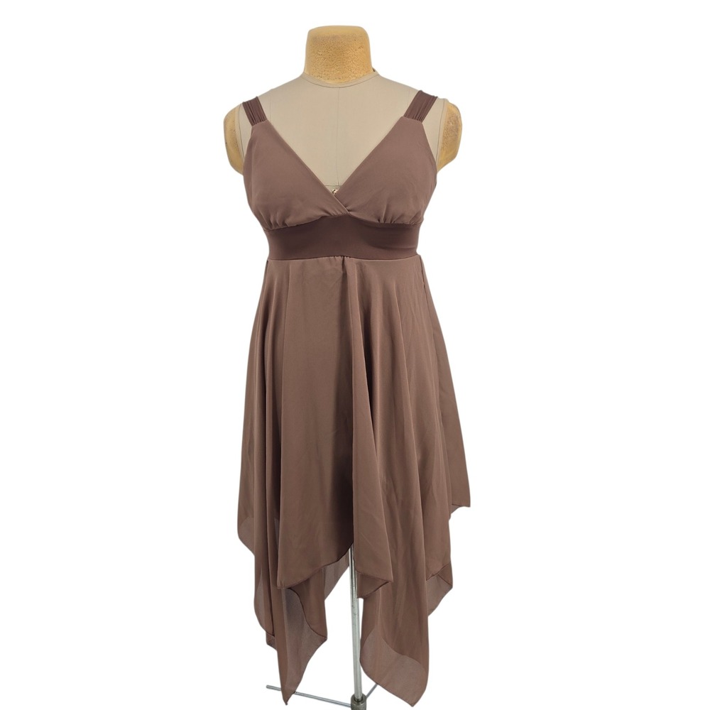 Carolina Handkerchief Hem Dress Womens Large Brown Flowy Fairycore Y2K Festival